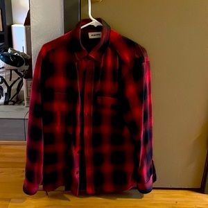 Taylor Stitch Utility Moto Shirt / Buffalo Red Plaid Knit Flannel